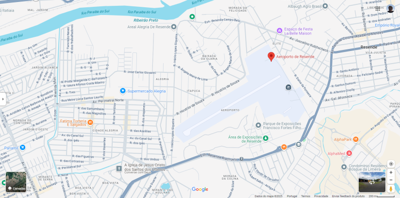 Mapa da escola de paraquedismo